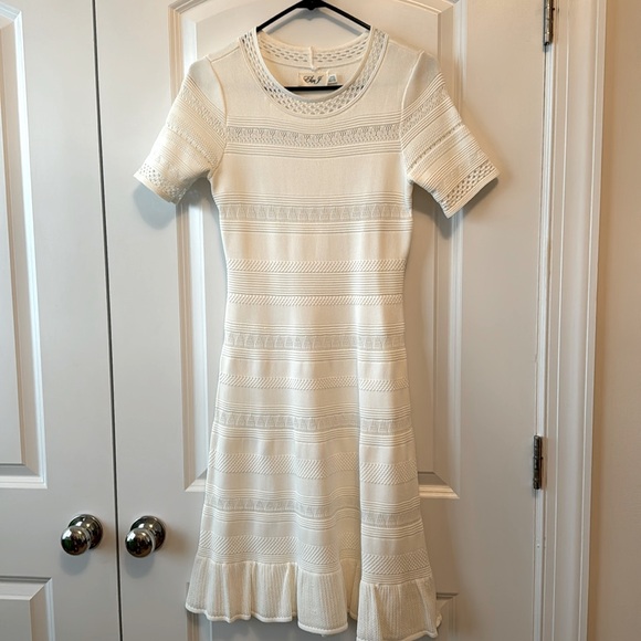 Eliza J White Crochet think Knit Dress M EUC - Picture 1 of 5